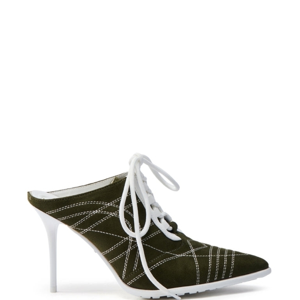 AZALEA WANG "Olive Allure"  Elegant Olive Lace-Up Heels